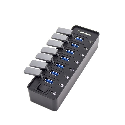 OImaster 7-Port USB 3.0 HUB HUB HUB HUB مع مفتاح الطاقة