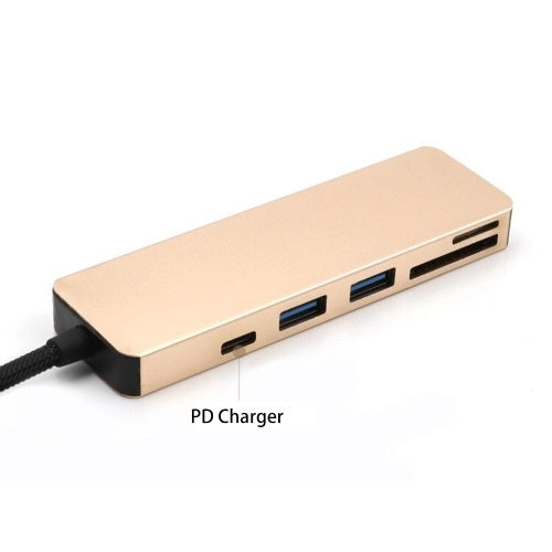 محول متعدد المنافذ USB C Hub 5 في 1 مع منفذ USB 3.1 ومنفذين USB 3.0 وقارئ بطاقات SD TF لأجهزة النوع C