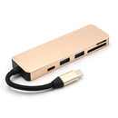 محول متعدد المنافذ USB C Hub 5 في 1 مع منفذ USB 3.1 ومنفذين USB 3.0 وقارئ بطاقات SD TF لأجهزة النوع C