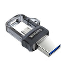 محرك أقراص فلاش SanDisk OTG USB مزدوج الاستخدام بسعة 128 جيجابايت USB وسرعة عالية 150 ميجابايت/ثانية