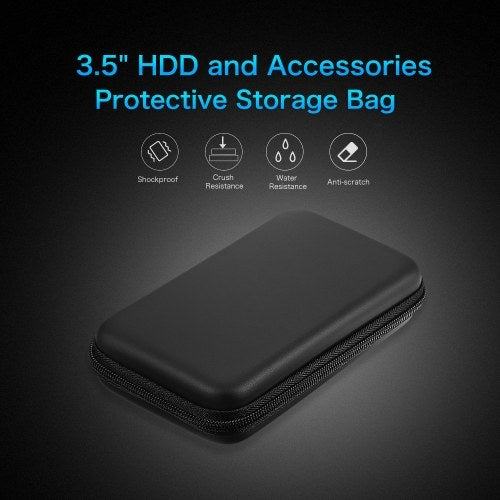 EVA Shockproof 3.5 inch Hard Drive Carrying Case Pouch Bag 3.5" Organizer Portable External HDD Power Bank Cable Accessories Hand Carry Travel Case Protect Bag