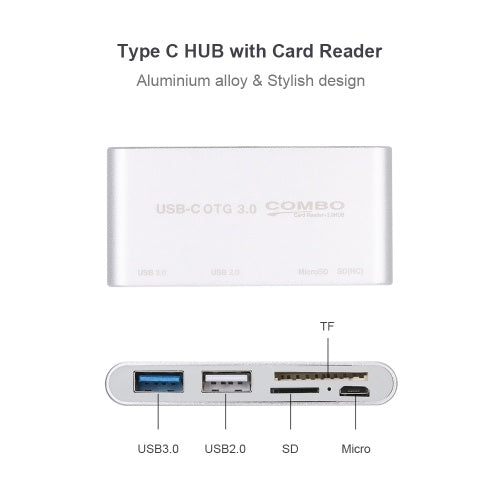 T-693 USB C USB 3.1 Type C HUB with Card Reader 5 in 1 USB-C Hub