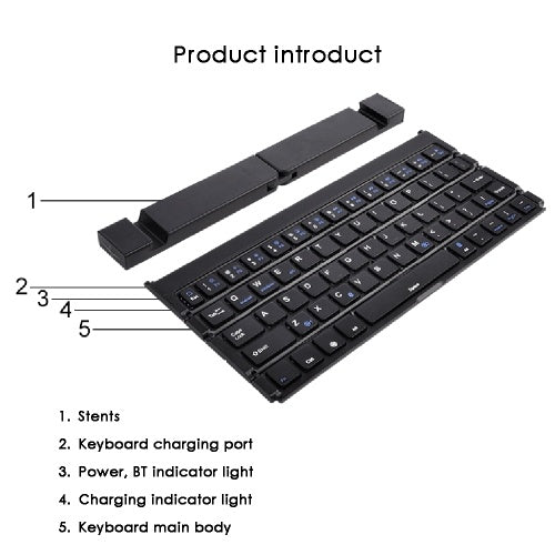 BK808 Mini Portable Wireless Folding Keyboard Dual Channel Foldable Keyboard