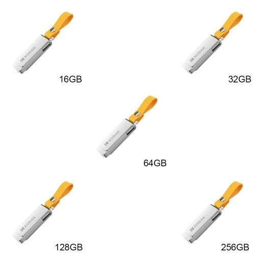 Kodak K133 128G USB 3.0 محرك فلاش معدني U القرص مع سلسلة حبل جلدية دوارة