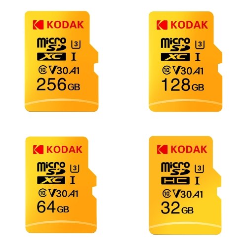 بطاقة Kodak Micro SD سعة 128 جيجابايت وبطاقة TF U3 A1 V30 بطاقة ذاكرة بسرعة قراءة 100 برميل/الثانية وتسجيل فيديو 4K