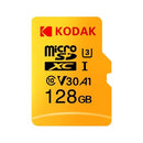 بطاقة Kodak Micro SD سعة 128 جيجابايت وبطاقة TF U3 A1 V30 بطاقة ذاكرة بسرعة قراءة 100 برميل/الثانية وتسجيل فيديو 4K