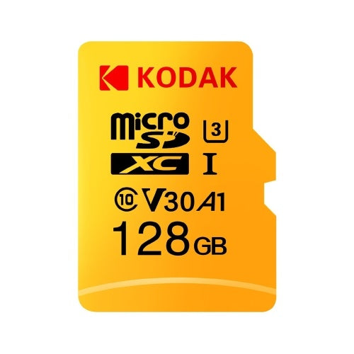 بطاقة Kodak Micro SD سعة 128 جيجابايت وبطاقة TF U3 A1 V30 بطاقة ذاكرة بسرعة قراءة 100 برميل/الثانية وتسجيل فيديو 4K