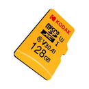 بطاقة Kodak Micro SD سعة 128 جيجابايت وبطاقة TF U3 A1 V30 بطاقة ذاكرة بسرعة قراءة 100 برميل/الثانية وتسجيل فيديو 4K