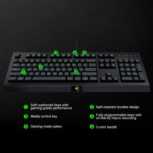 Razer Cynosa Pro Wired Gaming Keyboard Backlit Membrane Keyboard for Game Macro Recording Programmable Keys 104 Keys for Laptop PC