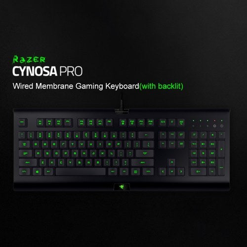 Razer Cynosa Pro لوحة مفاتيح سلكية للألعاب بإضاءة خلفية ولوحة مفاتيح غشائية للعبة وتسجيل ماكرو ومفاتيح قابلة للبرمجة 104 مفاتيح لأجهزة الكمبيوتر المحمول