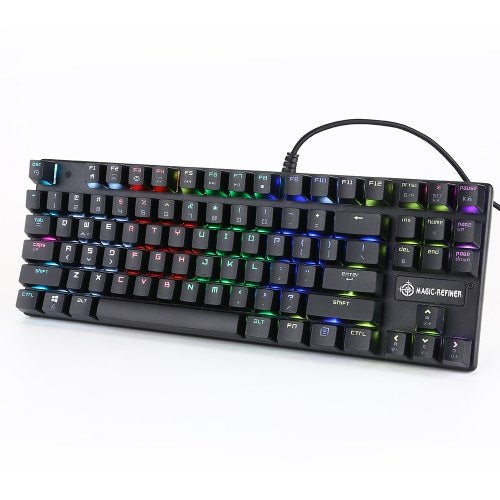 Magic-Refiner 1506 Mechanical Gaming Keyboard USB Wired RGB Backlight Blue Switch 87 Keys For Gamer Office E-Sports English Version