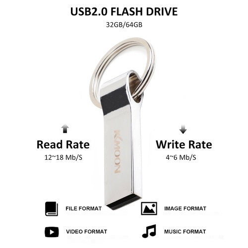 محرك فلاش KKMOON CW10058 على شكل قلم من سبائك الزنك USB سعة 64 جيجابايت/32 جيجابايت سعة USB 2.0 مع حلقة مفاتيح محمولة