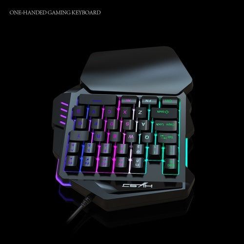 HXSJ  V100 35 Key Single Hand Membrane Mini 35 Keys Gaming Keyboard with USB Wired for PUBG LOL CS Gamer