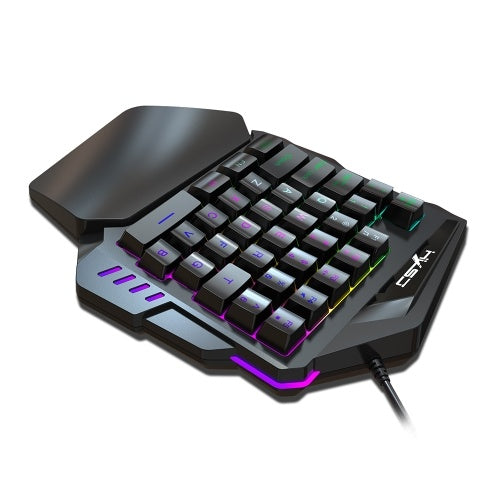 HXSJ  V100 35 Key Single Hand Membrane Mini 35 Keys Gaming Keyboard with USB Wired for PUBG LOL CS Gamer