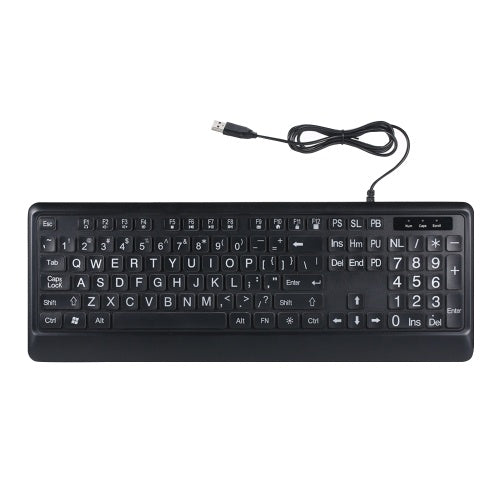 USB Interface Large Print Tri-Color Backlit Wired Keyboard