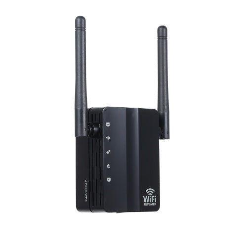 WiFi Repeater Wireless 300Mbps Router AP Mode WiFi Extender 2.4G Wireless Repeater (Black)