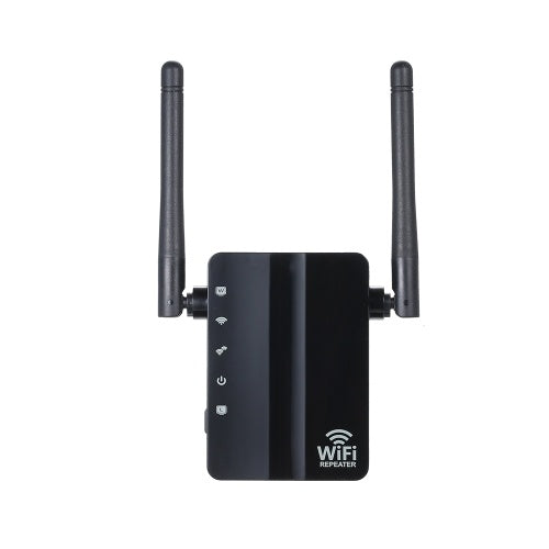 WiFi Repeater Wireless 300Mbps Router AP Mode WiFi Extender 2.4G Wireless Repeater (Black)