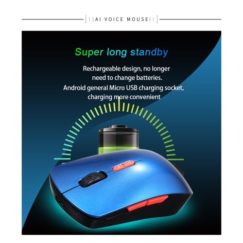 AI International Voice Mouse Wireless Translation Mice English Chinese Translator Voice Type Speech Search(Blue)