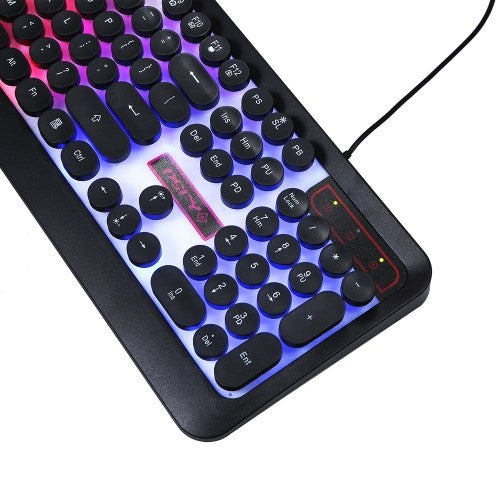 Rainbow LED Backlit Gaming Keyboard Illuminated Keyboard Ergonomic Design Office Work Keyboard for PC Laptop