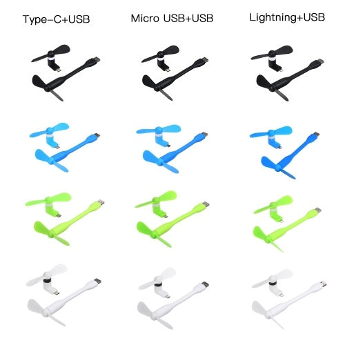 مروحة USB صغيرة + مروحة هاتف من النوع C، مروحة تبريد محمولة، مبرد مرن لأجهزة الكمبيوتر المحمول من النوع C (أبيض)