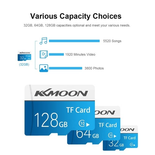 بطاقة KKmoon Micro SD بطاقة ذاكرة فلاش TF لتخزين البيانات سعة 32 جيجابايت فئة 10 سرعة سريعة (أزرق)