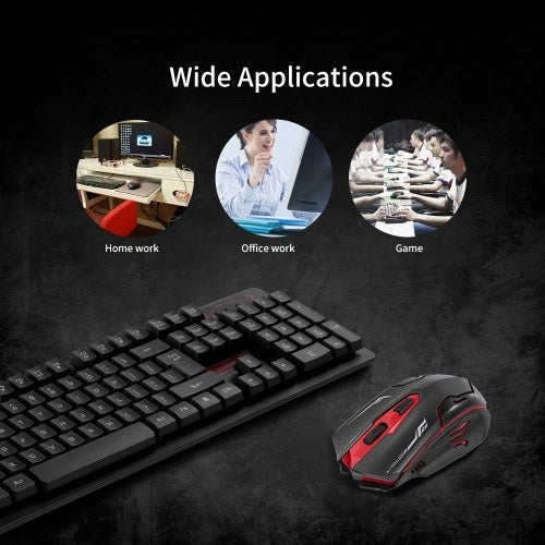 2.4G Wireless Keyboard and Optical Mouse Combo Suspended Keycap Adjustable Holder 3D Mouse for Office Work Game(Black)