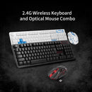 2.4G Wireless Keyboard and Optical Mouse Combo Suspended Keycap Adjustable Holder 3D Mouse for Office Work Game(Black)