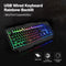 USB Wired Keyboard Rainbow Backlit with Metal Panel Suspended Keys for PC Computer(Black)