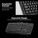 USB Wired Keyboard Rainbow Backlit with Metal Panel Suspended Keys for PC Computer(Black)