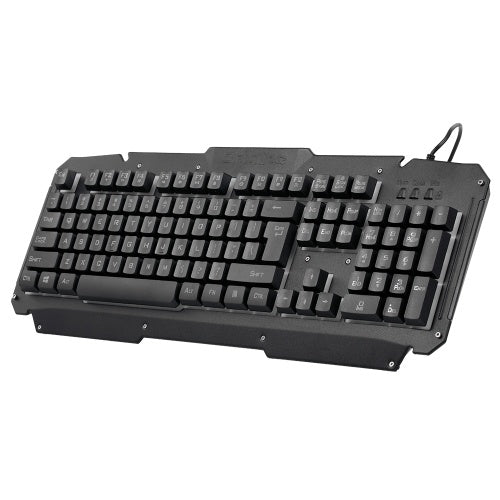 USB Wired Keyboard Rainbow Backlit with Metal Panel Suspended Keys for PC Computer(Black)