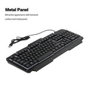 USB Wired Keyboard Rainbow Backlit with Metal Panel Suspended Keys for PC Computer(Black)