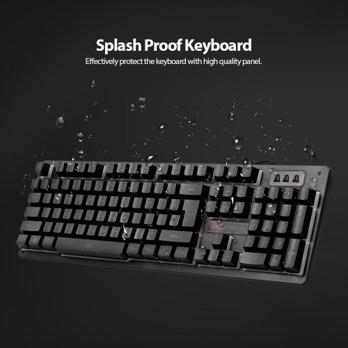 USB Wired Gaming Keyboard and Mouse Combo Waterproof 3 Color Backlit 2000DPI for Home Office