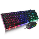 HXSJ V300 USB Wired Gaming Keyboard Backlight Steampunk Keys + Wired Gaming Mouse Anti-Slip 1600DPI with Backlight Keyboard and Mouse Combo