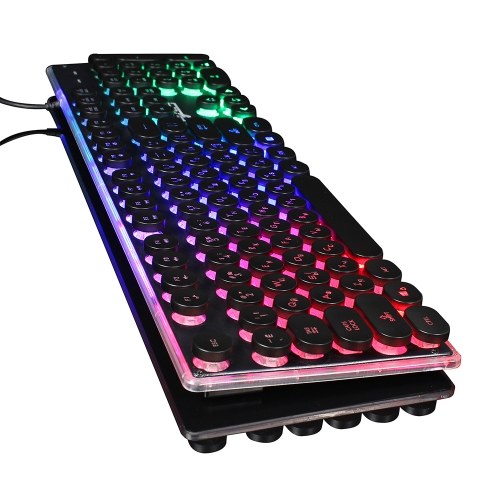 HXSJ V300 USB Wired Gaming Keyboard Backlight Steampunk Keys + Wired Gaming Mouse Anti-Slip 1600DPI with Backlight Keyboard and Mouse Combo