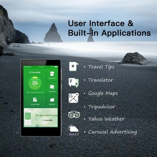 GlocalMe G4 4G WiFi Router HD Screen شبكة سريعة للهاتف المحمول WiFi Hotspot بنك طاقة للتجوال مجانًا مع فتحة لبطاقة Sim (أسود)