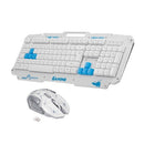 Wireless Keyboard and Mouse Combo 2.4G Metal Panel Keyboard Optical Mouse 2400DPI for PC Laptop(White)