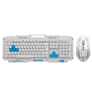 Wireless Keyboard and Mouse Combo 2.4G Metal Panel Keyboard Optical Mouse 2400DPI for PC Laptop(White)