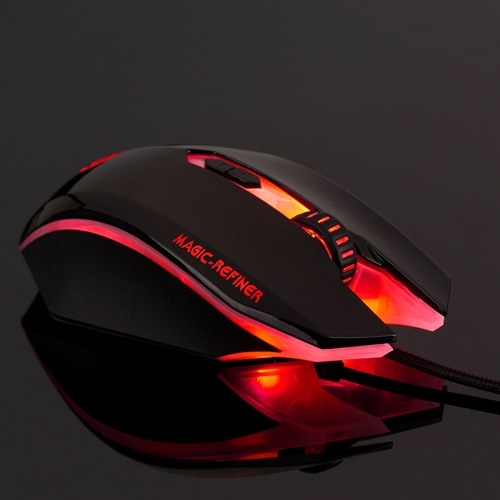 MAGIC-REFINER MG5 USB Wired Gaming Mouse Game Mice LED Breathing Light 2000DPI Adjustable for PC Laptop(Black)