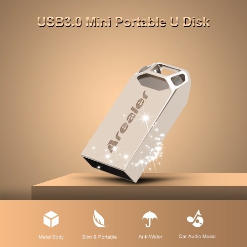 Arealer USB Flash Drive USB3.0 Mini Portable U Disk 16GB Pendrives Car Pen Drive for PC Laptop (Gold)