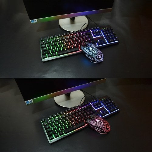 Keyboard and Mouse Combo N-Key Rollover Wired Gaming Mouse Silent Office Keyboard RGB Mouse 104Keys