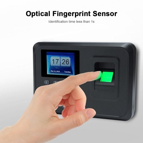 Intelligent Biometric Fingerprint Password Attendance Machine Employee Checking-in Recorder 2.4 inch TFT LCD Screen DC 5V Time Attendance Clock