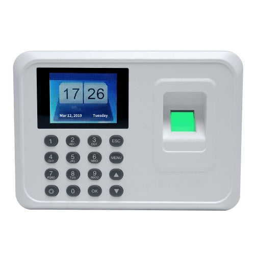 Intelligent Biometric Fingerprint Password Attendance Machine Employee Checking-in Recorder 2.4 inch TFT LCD Screen DC 5V Time Attendance Clock