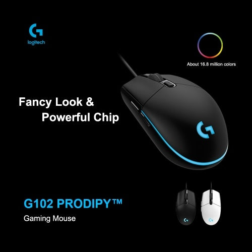 Logitech G102 Wired Gaming Mouse RGB Mice Optical 8000DPI 16.8M Color LED   Customizing 6 Programmable Buttons (Black)