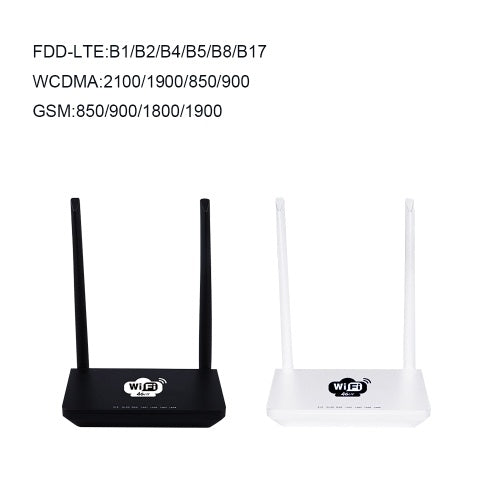 4G Wireless Wifi Router LTE 300Mbps Mobile MiFi Portable Hotspot with SIM Card Slot EU Plug (Black)