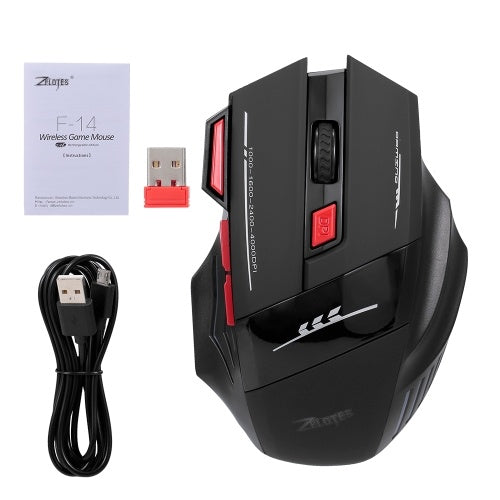 Zelotes F-14 Wireless Gaming Mouse Upgrade Edition Rechargeable Mice Adjustable 4000DPI Optical 2.4G Wireless Technology 30m