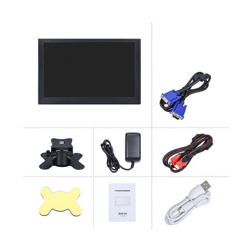 S501H Mini 5inch Monitor 5CH VGA/BNC/AV/HD/Ypbpr LCD Display Screen 800 * 480  Cross Line for DVR, DVD, PC, CCD, CCTV, Camera EU Plug