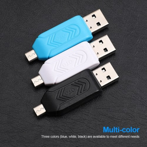 مايكرو USB 2 في 1 قارئ بطاقات OTG من النوع C3.0 يدعم مسجل بطاقة TF بطاقة تخزين الهاتف قارئ بطاقات قابل للتدوير أسود