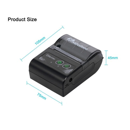 MHT-P10 Mini USB + Bluetooth Thermal Receipt Printer 48mm Phone Control for Android, IOS Printing Machine EU Plug