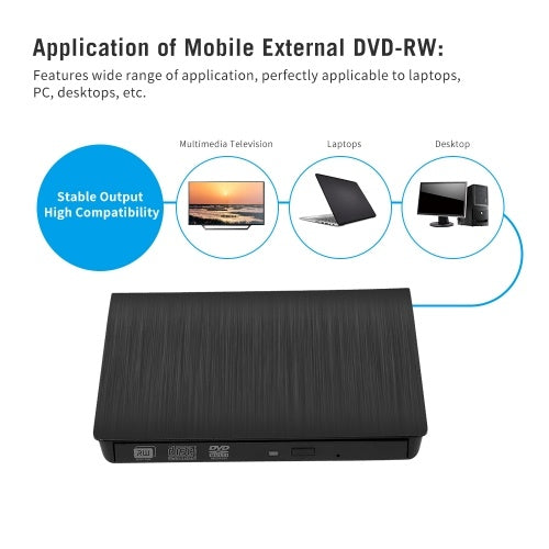 USB Pop-up Mobile External DVD-RW Portable Drive ODD External DVD Drive ROM Player Writer for Windows Linux Mac 1.5CM Plug & Play