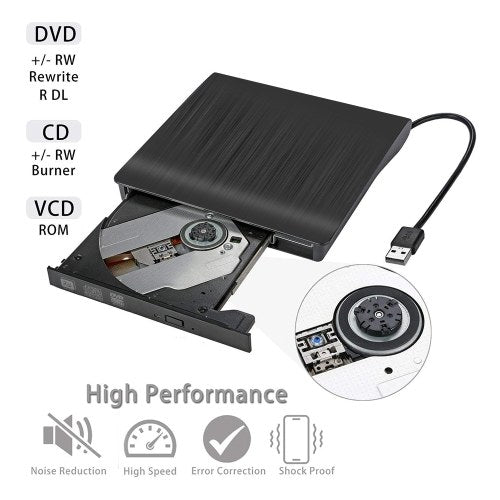 محرك أقراص محمول DVD-RW خارجي محمول USB منبثق محرك أقراص DVD خارجي ODD مشغل ROM كاتب لنظام التشغيل Windows Linux Mac 1.5 سم التوصيل والتشغيل